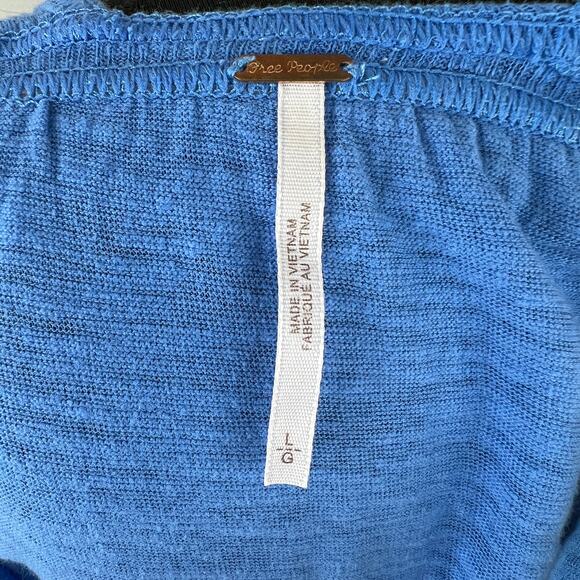 FREE PEOPLE Blue Sleeveless V-Neck Cotton Blend Pullover Zinia Tank Top L Large - Picture 6 of 7